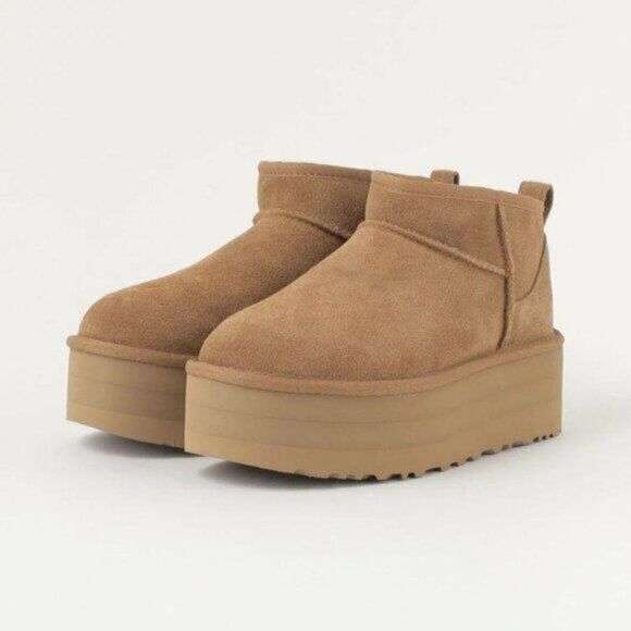 πππ₯Casualπ₯NIB New UGGs Classic Ultra Mini Platform Boots in Chestnut - Picture 3 of 7
